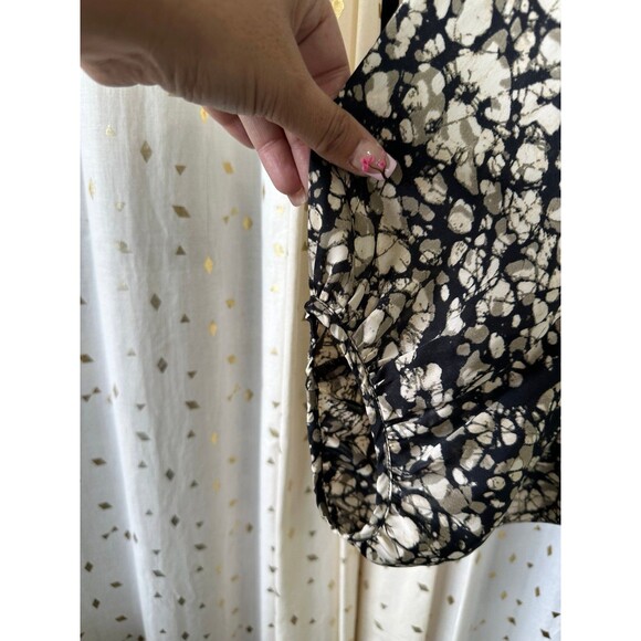 Michael Kors Boat Keyhole Neckline Balloon Sleeves Smocked Waist Hem Blouse XS - Picture 3 of 6